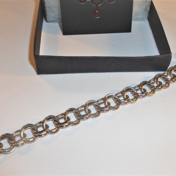 GOLD Fill BRACELET Handcrafted 4 Tomme Copper Woman's Vintage Link Bracelet - Picture 2 of 12